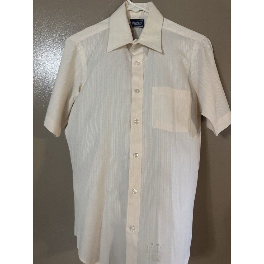 Vintage Excello Thin Button Up Men’s Cream Shirt Like Size Large